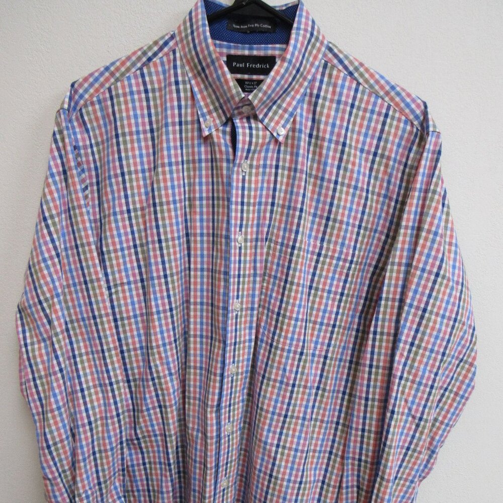 Paul‎ Fredrick Classic Fit Multicolor L/S Flip Cuff Dress Shirt 16.5/37